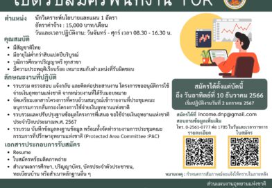 กรมอุทยานแห่งชาติ สัตว์ป่า และพันธุ์พืช รับสมัครงาน / ป.ตรี ทุกสาขา / เงินเดือน 15000 / ไม่ต้องผ่าน ภาค ก ของ กพ. / ตั้งแต่ – 10 ธันวาคม 2566