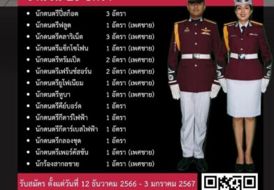 ดุริยางค์ตำรวจ เปิดรับสมัครบุคคลภายนอกสอบแข่งขันเข้าเป็นข้าราชการตำรวจ 20 อัตรา สมัครตั้งแต่ 12 ธันวาคม 2566 ถึง 3 มกราคม 2567
